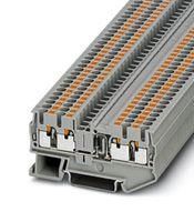 DINRAIL TERMINAL BLOCK, 4WAY, 12AWG, GRY