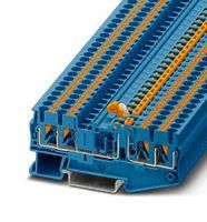 DINRAIL TERMINAL BLOCK, 4WAY, 12AWG, BLU