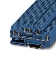 DINRAIL TERMINAL BLOCK, 6WAY, 12AWG, BLU