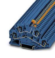 DINRAIL TERMINAL BLOCK, 4WAY, 10AWG, BLU