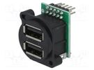 Socket; USB A; for panel mounting,screw; pin header; double CLIFF