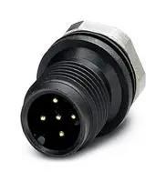 FLUSH TYPE CONN, PLUG, 5POS, M12, PANEL