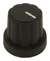 KNOB, BLACK, 6MM SPLINE, BLACK CAP