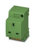 MAINS SOCKET, 2P+E, 13A, 250V, DIN RAIL
