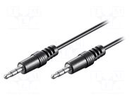 Cable; Jack 3.5mm 3pin plug,both sides; 1.5m; black; Øcable: 4mm GOOBAY