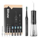 Sonic toothbrush with tips set and water flosser Bitvae D2+C2 (black), Bitvae