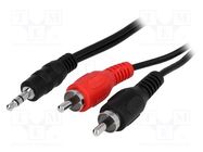Cable; Jack 3.5mm plug,RCA plug x2; 0.2m; black BQ CABLE