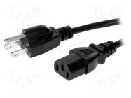 Cable; 3x18AWG; IEC C13 female,NEMA 5-15 (B) plug; PVC; 3m; black LIAN DUNG