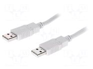 Cable; USB 2.0; USB A plug,both sides; 1.8m; grey; Core: Cu BQ CABLE