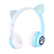 Extralink Kids Cat-Ear Wireless Headphones Blue | Wireless Headphones | Bluetooth 5.0, RGB Lighting, EXTRALINK