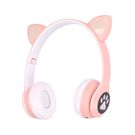 Extralink Kids Cat-Ear Wireless Headphones Pink | Wireless Headphones | Bluetooth 5.0, RGB Lighting, EXTRALINK