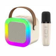 Extralink Kids Mini Karaoke LED Speaker 1x Mic White | Karaoke Set | speaker, 1x microphone, Bluetooth, AUX, SD card slot, RGB lighting, EXTRALINK