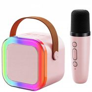 Extralink Kids Mini Karaoke LED Speaker 1x Mic Pink | Karaoke Set | speaker, 1x microphone, Bluetooth, AUX, SD card slot, RGB lighting, EXTRALINK