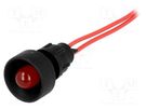 Indicator: LED; recessed; red; 230VAC; Ø13mm; IP20; leads 300mm ELPROD