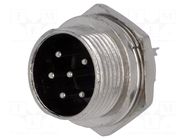 Connector: microphone; socket; male; PIN: 6; for panel mounting CHANGZHOU DAHUA IMP AND EXP (GROUP) CO