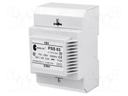 Transformer: mains; 63VA; 230VAC; 18V; Leads: terminal block; IP30 BREVE TUFVASSONS