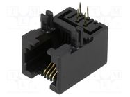 RJ11; socket; PIN: 4; low profile; gold-plated; Layout: 6p4c; THT NINIGI