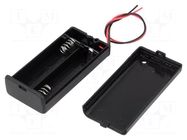 Holder; AA,R6; Batt.no: 2; cables; 150mm; black COMF