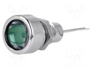 Indicator: LED; flat; green; Ø8.2mm; IP67; for PCB; brass; ØLED: 5mm SIGNAL-CONSTRUCT