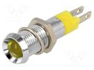 Indicator: LED; recessed; yellow; 12÷14VDC; Ø8.2mm; IP67; metal SIGNAL-CONSTRUCT