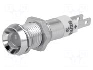 Indicator: LED; recessed; white; 24÷28VDC; Ø8.2mm; IP50; connectors SIGNAL-CONSTRUCT