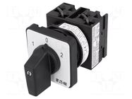 Switch: reversing cam switch; Stabl.pos: 3; 20A; 1-0-2; Poles: 2 EATON ELECTRIC