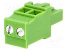 Pluggable terminal block; 5.08mm; ways: 2; angled 90°; plug; green XINYA
