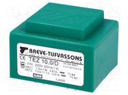 Transformer: encapsulated; 10VA; 230VAC; 7.5V; 7.5V; 666.6mA; PCB BREVE TUFVASSONS