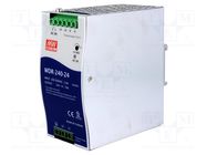 Power supply: switched-mode; for DIN rail; 240W; 24VDC; 10A; OUT: 1 MEAN WELL