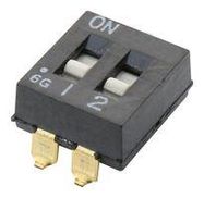 DIP SWITCH, 2POS, SPST, 0.1A, 24V, TH