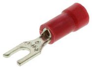 TERMINAL, SPADE/FORK, #6, CRIMP, RED