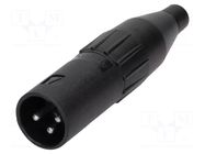 Connector: XLR; plug; male; 15A; 133V; PIN: 3; IP40; straight; tinned AMPHENOL
