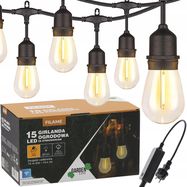 Extralink Garden String Lights with 12V Controller, 0.6 + 14.4 m, 15 Warm White LED Filament with Clips, EXTRALINK