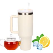 Black Forest | Thermo mug with straw | thermos with handle, 1200ml, beige, EXTRALINK