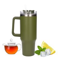 Black Forest | Thermo mug with straw | thermos with handle, 1200ml, green, EXTRALINK
