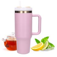 Black Forest | Thermo mug with straw | thermos with handle, 1200ml, powder pink, EXTRALINK
