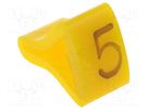Markers; Marking: 5; 3÷6.5mm; H: 9mm; A: 7mm; -30÷100°C; leaded; L: 5mm KURANT