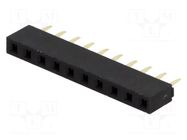 Connector: pin strips; socket; female; PIN: 10; straight; THT; 1x10 MPE GARRY