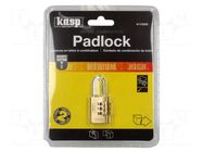 Padlock; shackle,combination code; brass; A: 20mm; B: 21mm; C: 3mm KASP