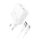 Charger Foneng EU35 2x USB with USB-C cable 2.4A (white), Foneng