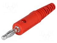 Connector: 4mm banana; plug; 10A; 33VAC; 70VDC; red; nickel plated SCHÜTZINGER