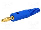 Plug; 4mm banana; 32A; 33VAC; 70VDC; blue; Max.wire diam: 4mm SCHÜTZINGER