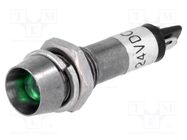 Indicator: LED; recessed; green; 24VDC; Ø8.2mm; IP40; for soldering NINIGI