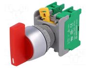 Switch: rotary; 22mm; Stabl.pos: 1; NO x2; red; none; 3A/230VAC; IP65 AUSPICIOUS