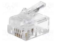 RJ12; plug; PIN: 4; Layout: 6p4c; for cable; IDC,crimped MH CONNECTORS