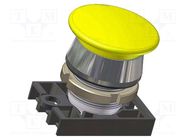 Switch: push-button; 22mm; Stabl.pos: 1; yellow; IP55; mushroom PROMET