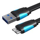 Flat USB 3.0 A to Micro-B cable Vention VAS-A12-B025 0.25m Black, Vention