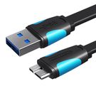 Flat USB 3.0 A to Micro-B cable Vention VAS-A12-B200 2m Black, Vention