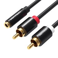 Cable Audio 3.5mm Female to 2x RCA Male Vention VAB-R01-B100 1m Black, Vention