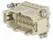 Connector: HDC; contact insert; male; 16A; 500V; Han E®; PIN: 10 HARTING
